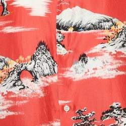 Amiri Red Silk Faded Aloha Short Sleeve Shirt XL