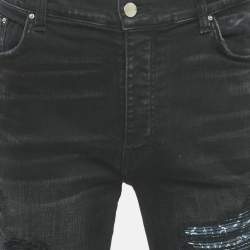 Pre Owned Amiri Black Denim Distressed Jeans XXL Waist 35"