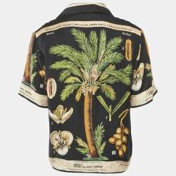 Pre Owned Amiri Black Dubai Palm Tree Capsule Silk Cuban Shirt M