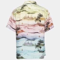 Pre Owned Amiri Multicolor Graphic Print Satin Shirt XL