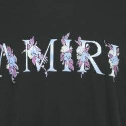 Pre Owned Amiri Black Logo Print Jersey Crew Neck T-Shirt S 
