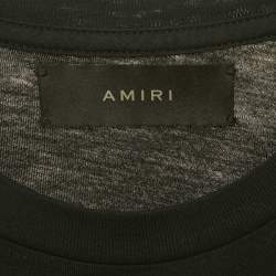 Pre Owned Amiri Black Logo Print Jersey Crew Neck T-Shirt S 