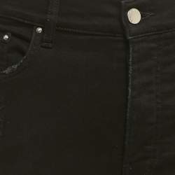 Pre Owned Amiri Black Distressed Denim Logo Applique Detail Jeans L Waist 34"