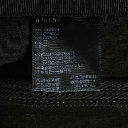 Pre Owned Amiri Black Distressed Denim Logo Applique Detail Jeans L Waist 34"