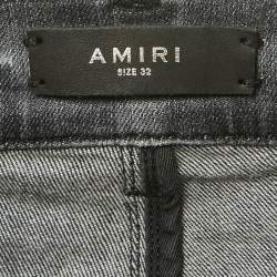 Pre Owned Amiri Grey Denim Distressed Patch Jeans M Waist 32" 
