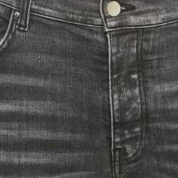Pre Owned Amiri Grey Denim Distressed Patch Jeans M Waist 32" 
