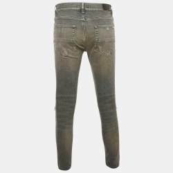 Pre Owned Amiri Dark Blue Denim Distressed Jeans M Waist 32"