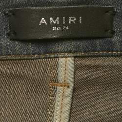 Pre Owned Amiri Blue Distressed Denim Jeans L Waist 35"