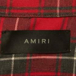 مملوكة مسبقًا Amiri X Wes Lang Red Check Print Flannel "Blood '38" Graphic Shirt M