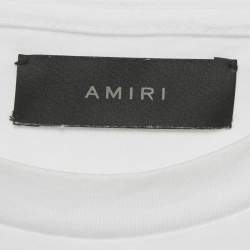 مملوكة مسبقًا Amiri White Paint Drip Cotton Knit T-Shirt M