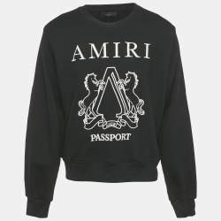 مملوكة مسبقًا Amiri Black Passport Embroidered Cotton Knit Sweatshirt S