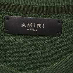 مملوكة مسبقًا Amiri Green Logo Embroidered Cotton Knit Sweatshirt M