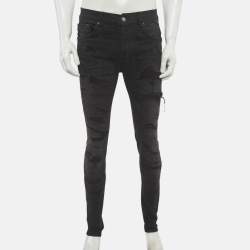 Pre Owned Amiri Black Denim Distressed Jeans M/Waist 30"