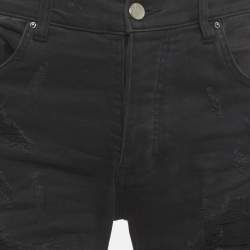 Pre Owned Amiri Black Denim Distressed Jeans M/Waist 30"