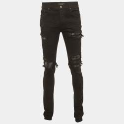 مملوكة مسبقًا Amiri Black Denim Distressed Jeans M/Waist 32"