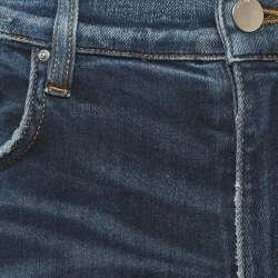 Pre Owned بنطلون جينز أمريي أزرق مغسول ممزق ضيق مقاس متوسط خصر 32 بوصة