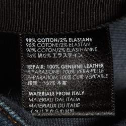 Pre Owned بنطلون جينز أمريي أزرق مغسول ممزق ضيق مقاس متوسط خصر 32 بوصة