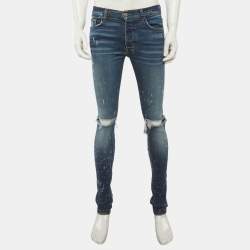 مملوكة مسبقًا Amiri Blue Denim Knee Slit Shotgun Jeans M/Waist 29"