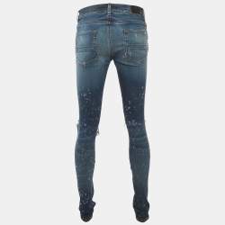 مملوكة مسبقًا Amiri Blue Denim Knee Slit Shotgun Jeans M/Waist 29"