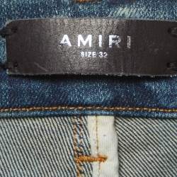 مملوكة مسبقًا Amiri Blue Denim Knee Slit Shotgun Jeans M/Waist 29"