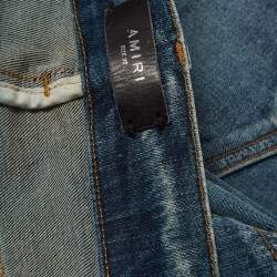 مملوكة مسبقًا Amiri Blue Denim Knee Slit Shotgun Jeans M/Waist 29"