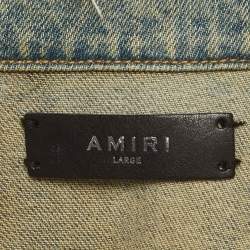 Pre Owned Amiri Blue Denim Patch Scarves Trucker Jacket L