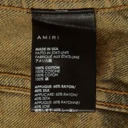 Pre Owned Amiri Blue Denim Patch Scarves Trucker Jacket L