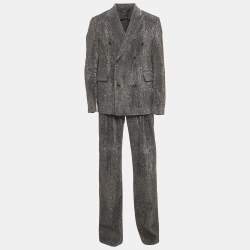 Pre Owned Amiri Black Metallic Corduroy Double Breasted Blazer and Pant Suit L