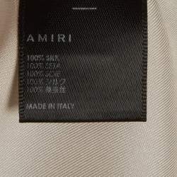 Pre Owned Amiri Beige Dubai Palm Tree Print Satin Shirt and Shorts Set L/M