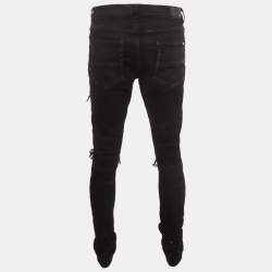 Pre Owned Amiri Black Paint Splattered Distressed Denim MX1 Jeans XL/Waist 34"