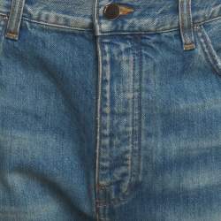 Pre Owned Amiri Blue Denim Release Hem Straight-Leg Jeans XL/Waist 36"