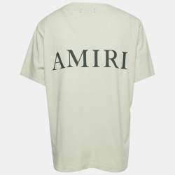 Pre Owned Amiri Green MA Core Logo Print Cotton Crewneck T-Shirt XL