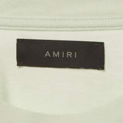 Pre Owned Amiri Green MA Core Logo Print Cotton Crewneck T-Shirt XL