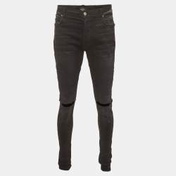 Pre Owned Amiri Black Denim Black Distressed Jeans L/ Wasit 35"
