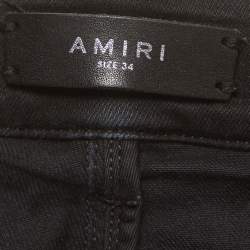 Pre Owned Amiri Black Denim Black Distressed Jeans L/ Wasit 35"