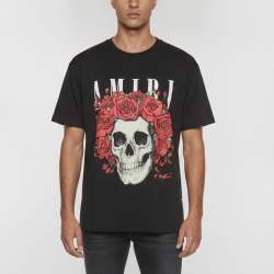 Pre Owned Amiri Black Grateful Dead Print Jersey Crewneck T-Shirt L 