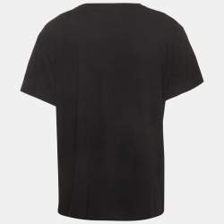 Pre Owned Amiri Black Crane And Logo Print Short Sleeve T-Shirt L 