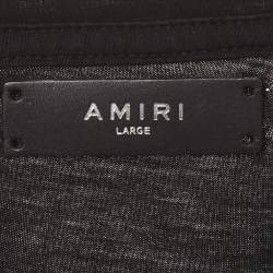 Pre Owned Amiri Black Crane And Logo Print Short Sleeve T-Shirt L 