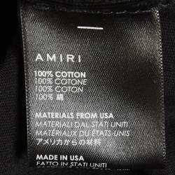 Pre Owned Amiri Black Crane And Logo Print Short Sleeve T-Shirt L 