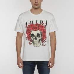 Pre Owned Amiri White Grateful Dead Print Jersey Short Sleeve T-Shirt S 