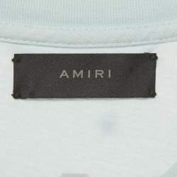 Pre Owned Amiri Sky Blue Rainbow Dove Print Cotton Crew Neck T-Shirt L