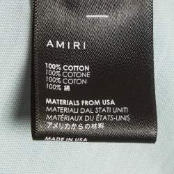 Pre Owned Amiri Sky Blue Rainbow Dove Print Cotton Crew Neck T-Shirt L