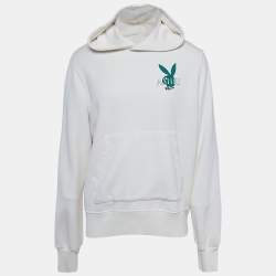 Pre Owned Amiri x Playboy Off White Cover Bunny Logo Print Cotton Hoodie S