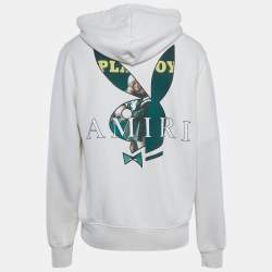Pre Owned Amiri x Playboy Off White Cover Bunny Logo Print Cotton Hoodie S