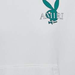 Pre Owned Amiri x Playboy Off White Cover Bunny Logo Print Cotton Hoodie S