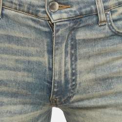 Pre Owned Amiri Blue Denim Distressed Skinny Jeans L/ Waist 30"