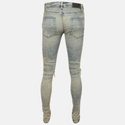 Pre Owned Amiri Blue Denim Distressed Skinny Jeans L/ Waist 30"