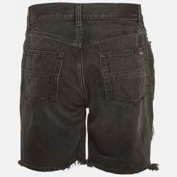 Pre Owned Amiri Black Distressed Denim Patch Trashed Shorts S