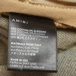 Pre Owned Amiri Blue Paint Splattered Distressed Denim Skinny Jeans S/Waist 30"