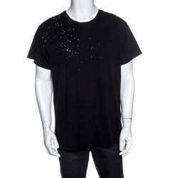 Pre Owned Amiri Black Cotton Rib Knit Shotgun T-Shirt M